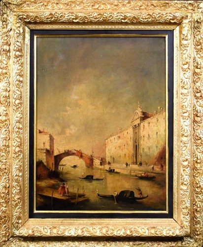Venise, le Canal des Mendiants - école vénitienne du XIXe siècle - Tableaux et dessins Style Louis XV